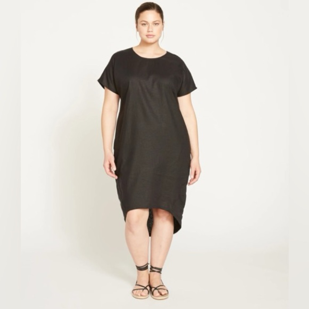 UNIVERSAL STANDARD - Sarah Linen Shift Dress - Black - 3XS (Size 2-4 / Small)